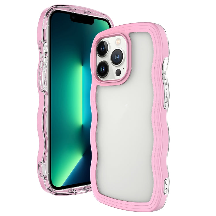 For iPhone 16 Pro Candy Color Wave TPU Clear PC Phone Case