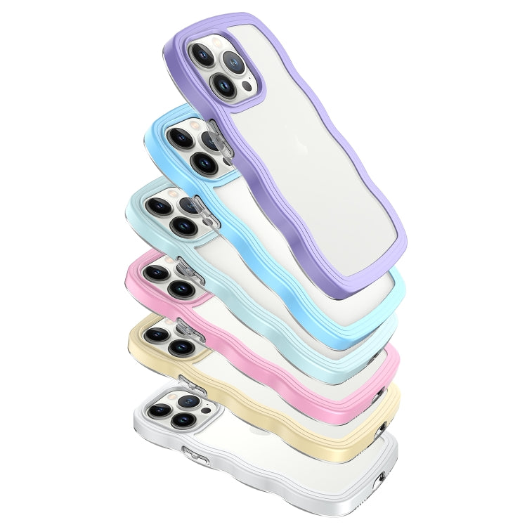 For iPhone 16 Pro Candy Color Wave TPU Clear PC Phone Case