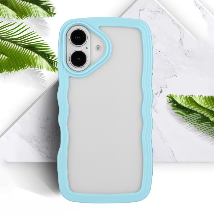 For iPhone 16 Plus Candy Color Wave TPU Clear PC Phone Case