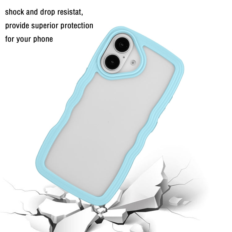 For iPhone 16 Plus Candy Color Wave TPU Clear PC Phone Case