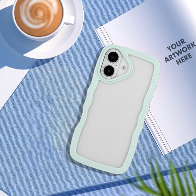 For iPhone 16 Plus Candy Color Wave TPU Clear PC Phone Case