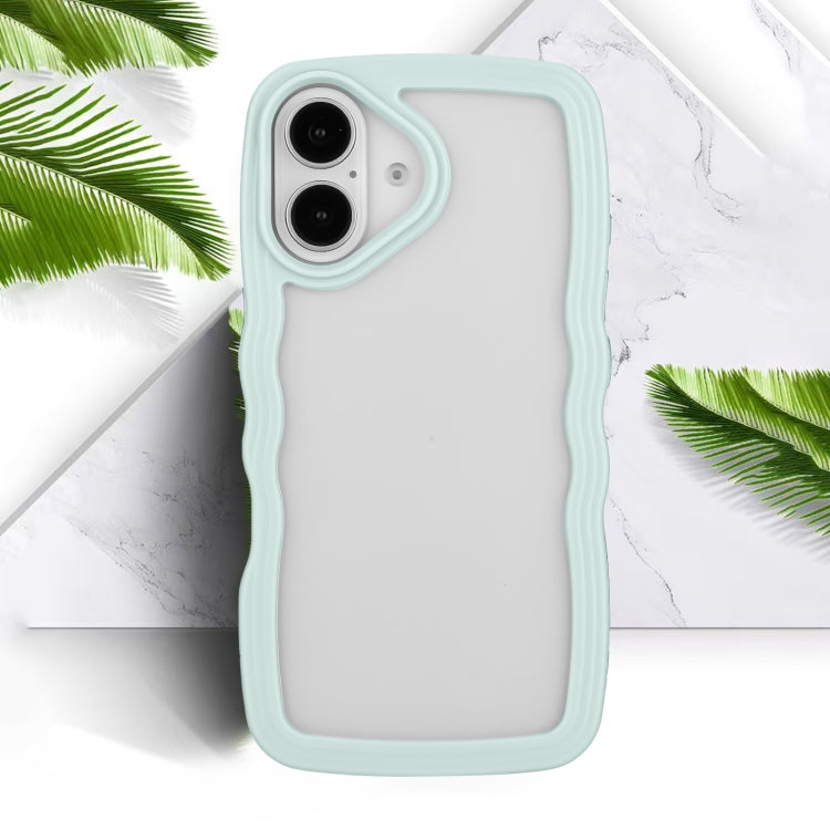 For iPhone 16 Plus Candy Color Wave TPU Clear PC Phone Case