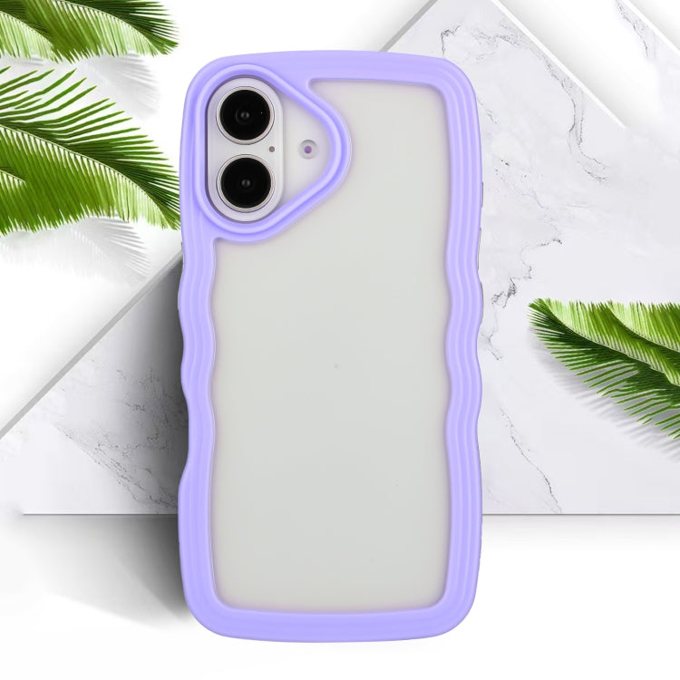 For iPhone 16 Plus Candy Color Wave TPU Clear PC Phone Case