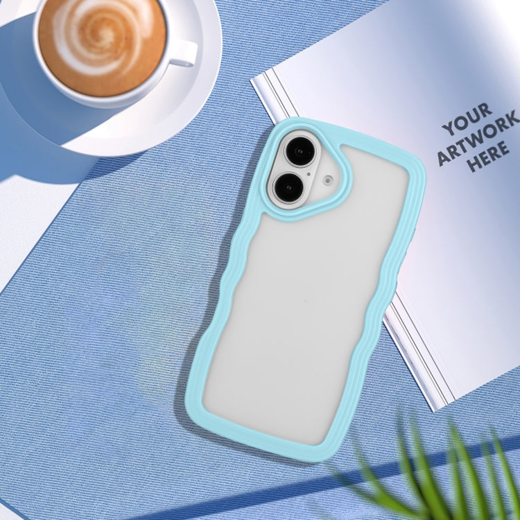 For iPhone 16 Candy Color Wave TPU Clear PC Phone Case