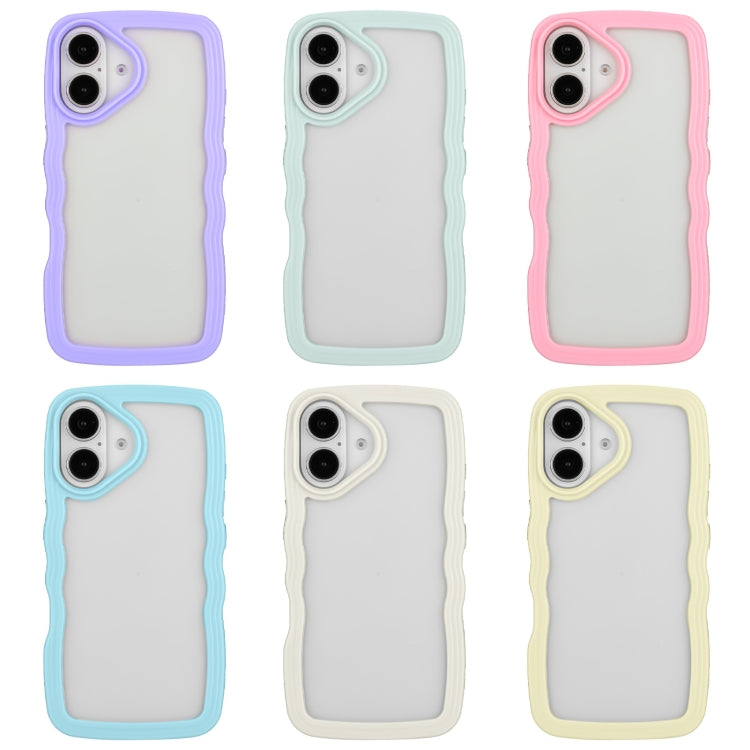 For iPhone 16 Candy Color Wave TPU Clear PC Phone Case