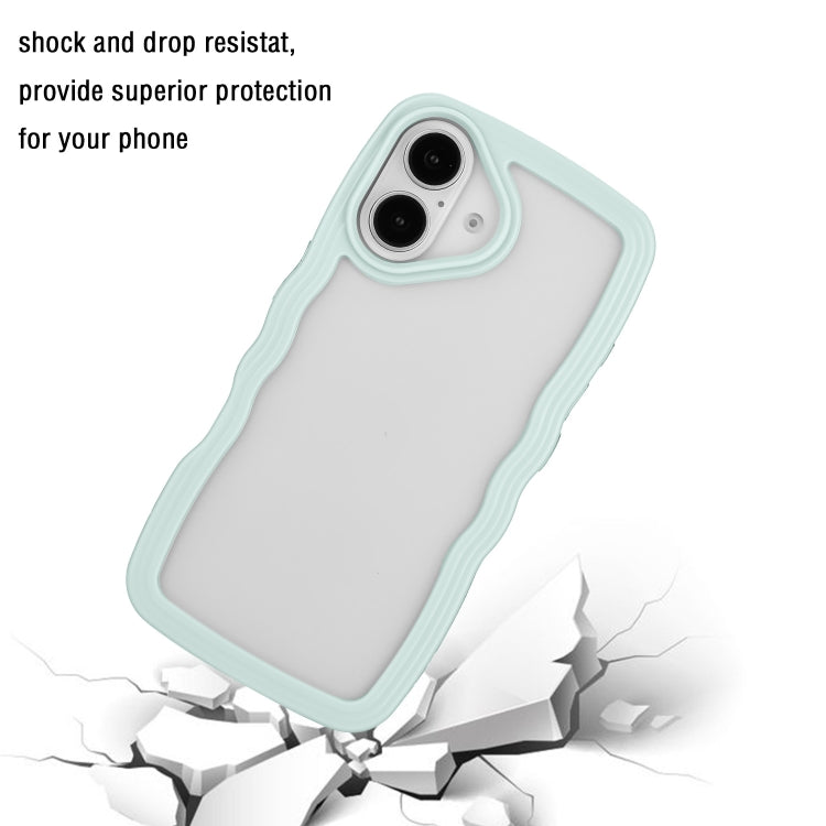 For iPhone 16 Candy Color Wave TPU Clear PC Phone Case