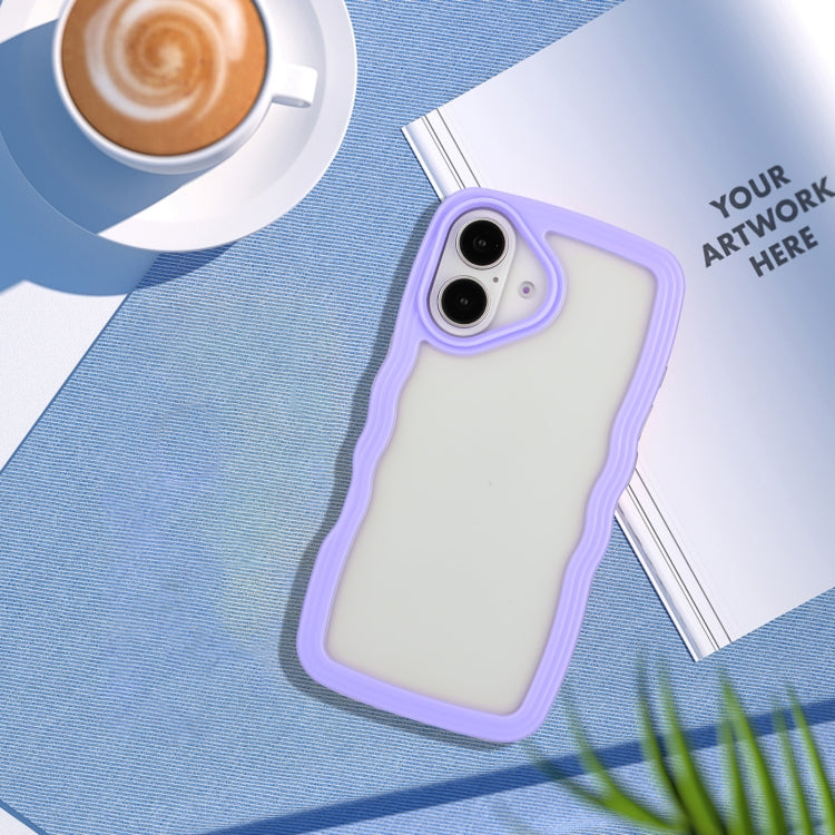 For iPhone 16 Candy Color Wave TPU Clear PC Phone Case