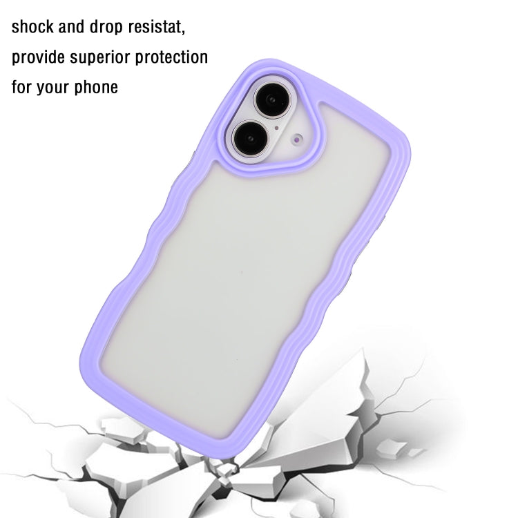 For iPhone 16 Candy Color Wave TPU Clear PC Phone Case