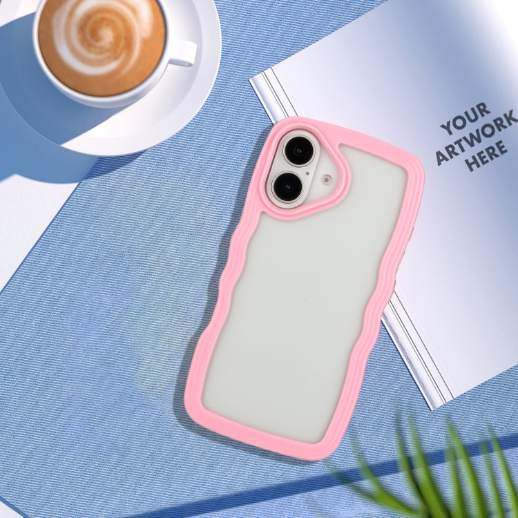 For iPhone 16 Candy Color Wave TPU Clear PC Phone Case