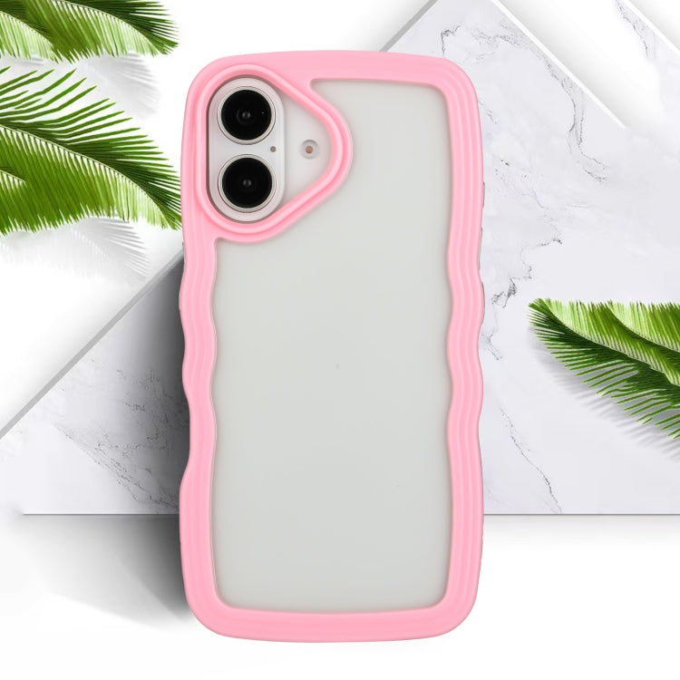 For iPhone 16 Candy Color Wave TPU Clear PC Phone Case