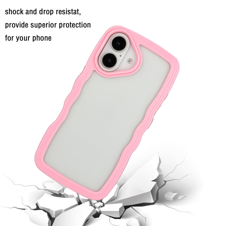 For iPhone 16 Candy Color Wave TPU Clear PC Phone Case