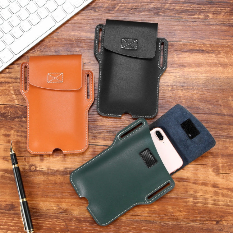 Leather Mobile Phone Waist Bag Protective Bag(Brown)