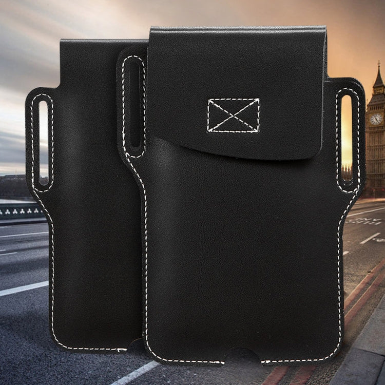 Leather Mobile Phone Waist Bag Protective Bag(Brown)