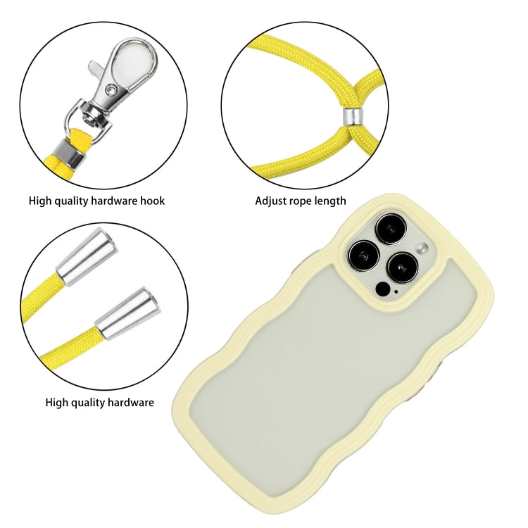 For iPhone 16 Pro Candy Color Wave TPU Clear PC Phone Case with Lanyard