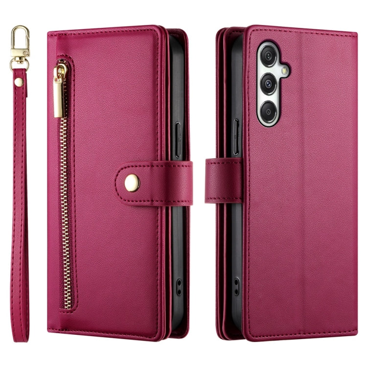 For Samsung Galaxy M35 Nine Card-slot Zipper Wallet Bag Leather Phone Case
