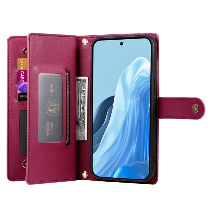 For Samsung Galaxy M35 Nine Card-slot Zipper Wallet Bag Leather Phone Case