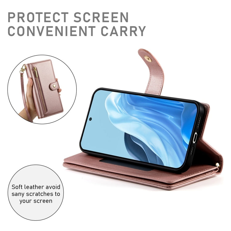 For Samsung Galaxy M35 Nine Card-slot Zipper Wallet Bag Leather Phone Case