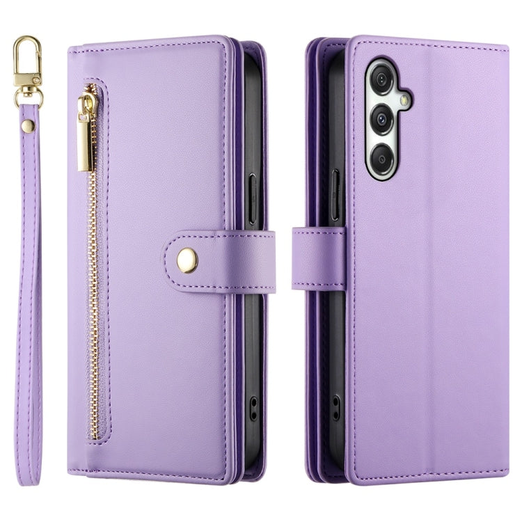 For Samsung Galaxy M35 Nine Card-slot Zipper Wallet Bag Leather Phone Case