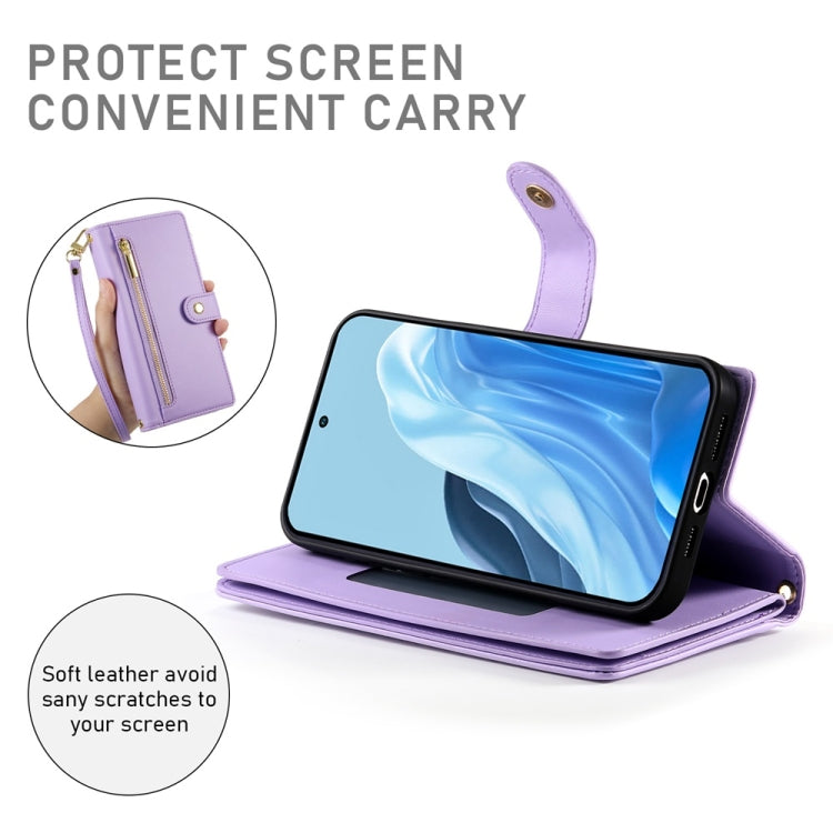 For Samsung Galaxy M35 Nine Card-slot Zipper Wallet Bag Leather Phone Case