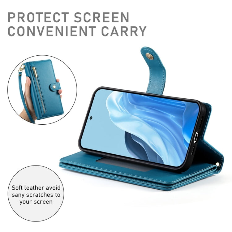 For Samsung Galaxy M35 Nine Card-slot Zipper Wallet Bag Leather Phone Case
