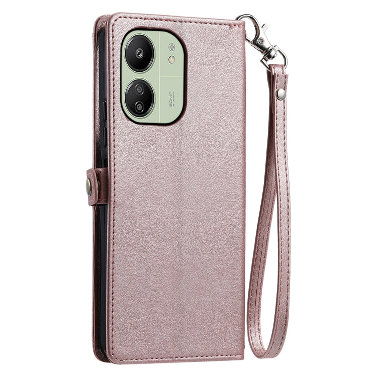 For Redmi 13C 4G / 5G Wallet Multi-card Slot Leather Phone Case with Lanyard