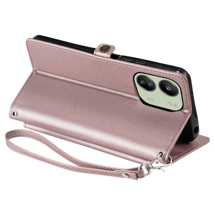For Redmi 13C 4G / 5G Wallet Multi-card Slot Leather Phone Case with Lanyard