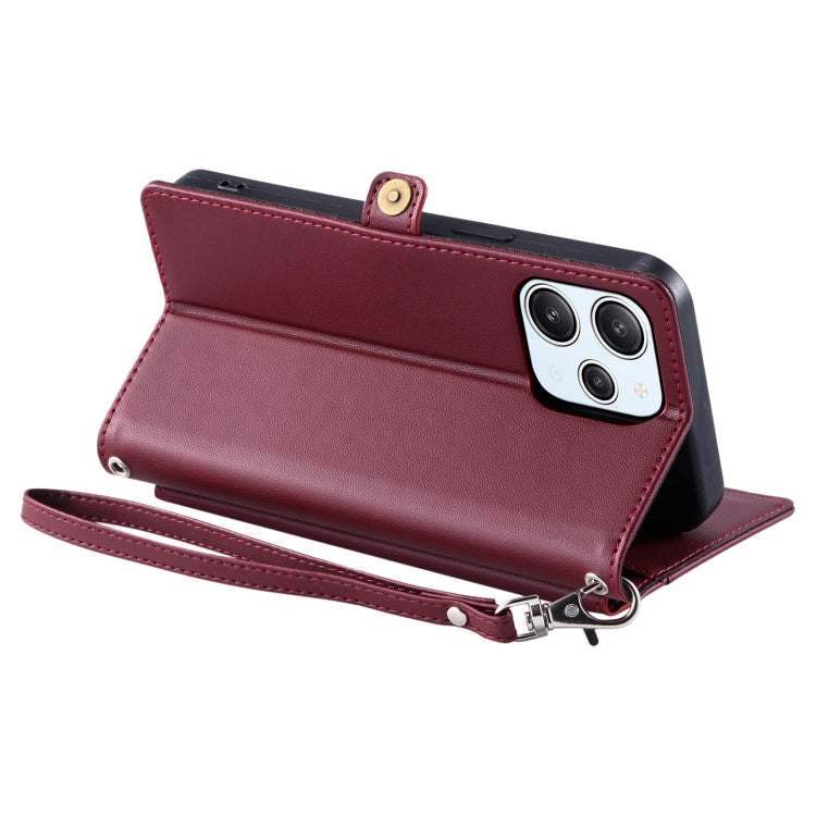 For Redmi Note 12R Wallet Multi-card Slot Leather Phone Case with Lanyard