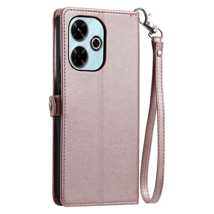 For Redmi 13 4G Wallet Multi-card Slot Leather Phone Case with Lanyard