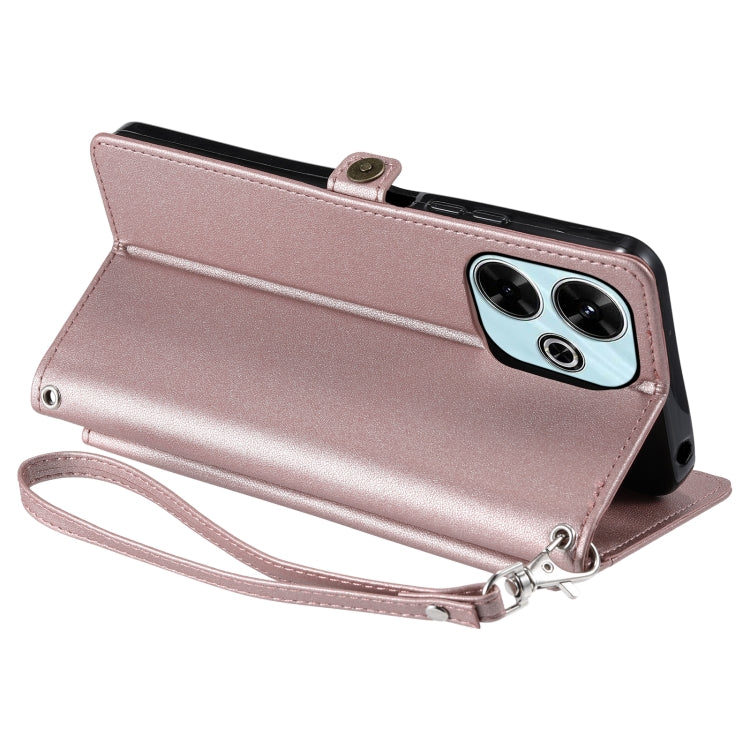 For Redmi 13 4G Wallet Multi-card Slot Leather Phone Case with Lanyard