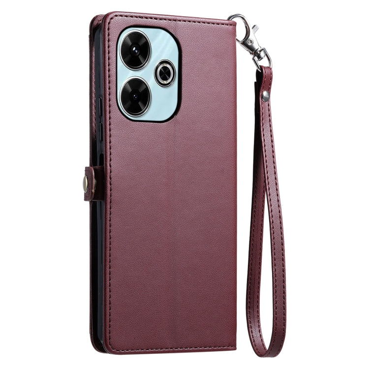For Redmi 13 4G Wallet Multi-card Slot Leather Phone Case with Lanyard