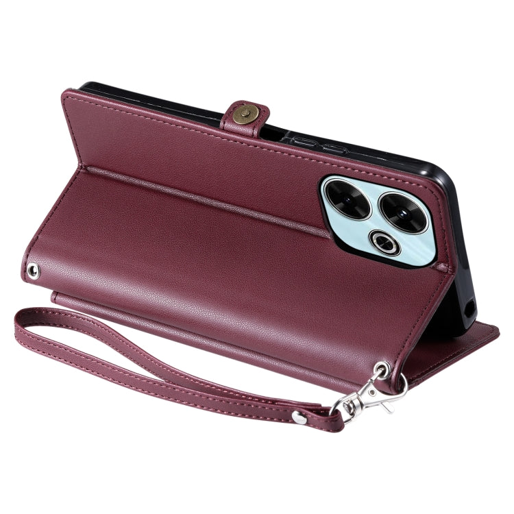 For Redmi 13 4G Wallet Multi-card Slot Leather Phone Case with Lanyard