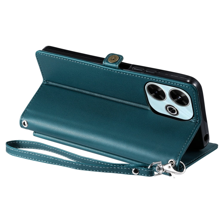 For Redmi 13 4G Wallet Multi-card Slot Leather Phone Case with Lanyard