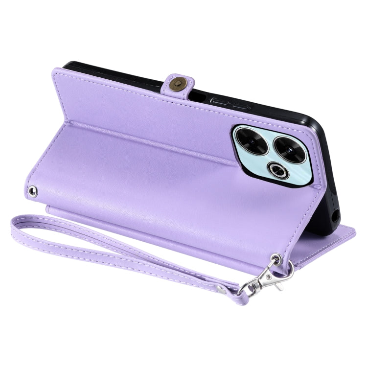 For Redmi 13 4G Wallet Multi-card Slot Leather Phone Case with Lanyard