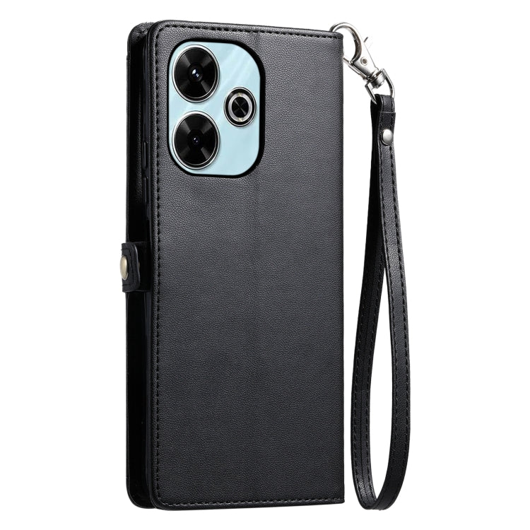 For Redmi 13 4G Wallet Multi-card Slot Leather Phone Case with Lanyard