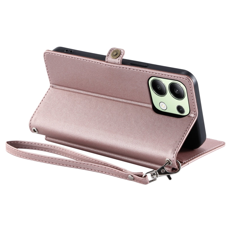 For Redmi Note 13 4G Global Wallet Multi-card Slot Leather Phone Case with Lanyard
