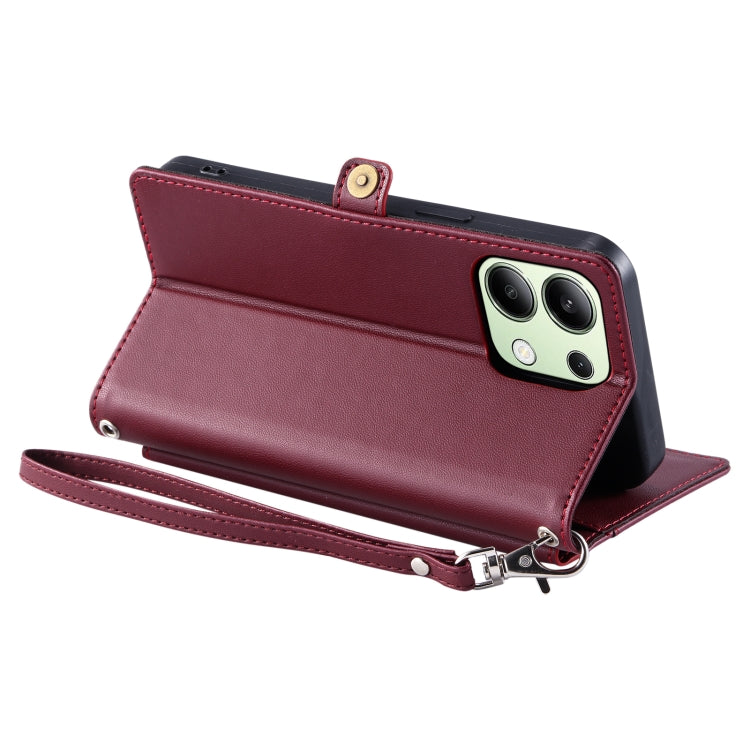 For Redmi Note 13 4G Global Wallet Multi-card Slot Leather Phone Case with Lanyard