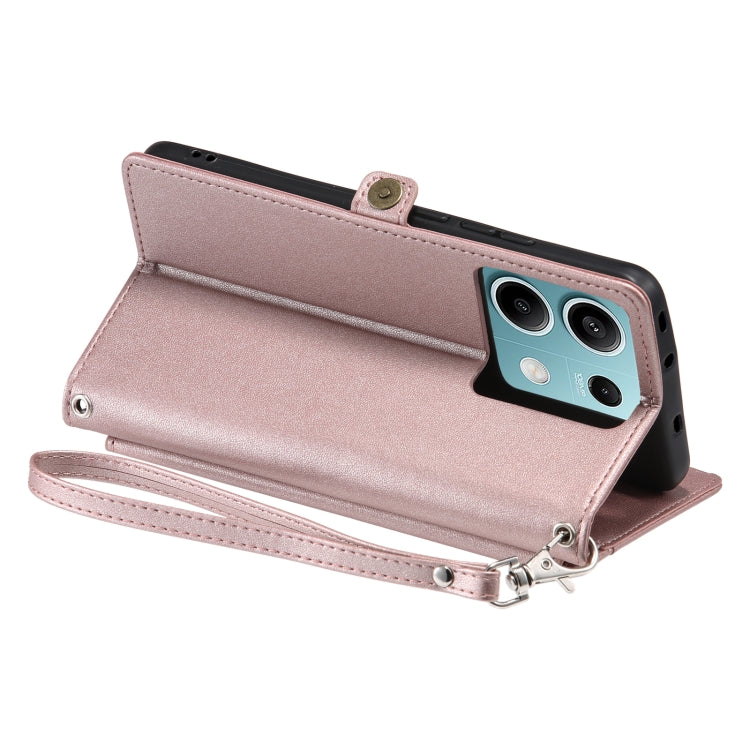 For Redmi Note 13 5G Global Wallet Multi-card Slot Leather Phone Case with Lanyard