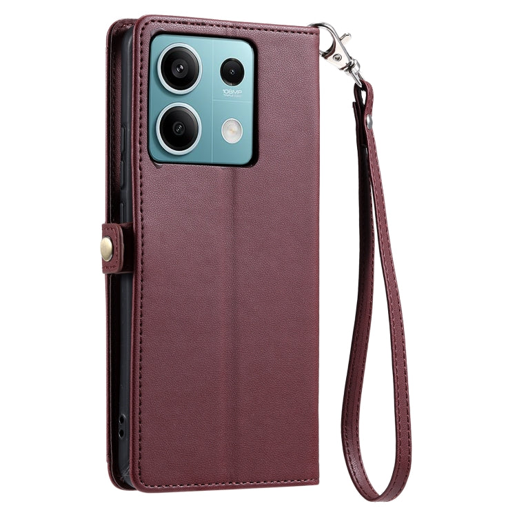 For Redmi Note 13 5G Global Wallet Multi-card Slot Leather Phone Case with Lanyard