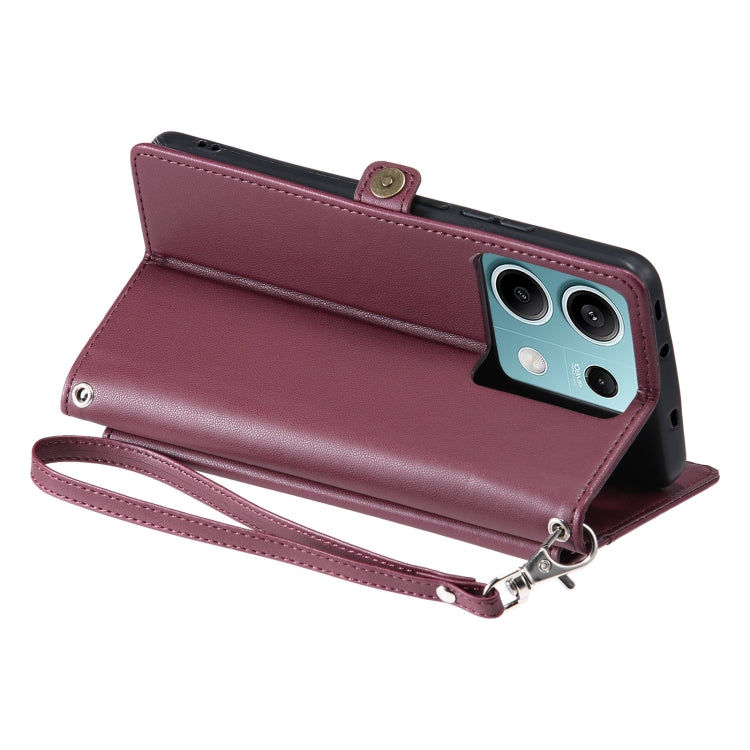 For Redmi Note 13 5G Global Wallet Multi-card Slot Leather Phone Case with Lanyard