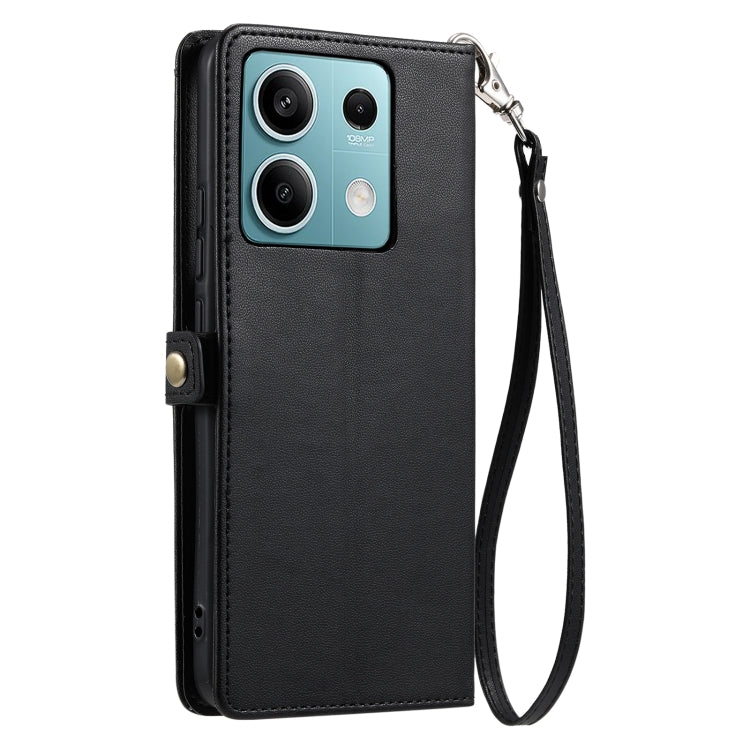 For Redmi Note 13 5G Global Wallet Multi-card Slot Leather Phone Case with Lanyard