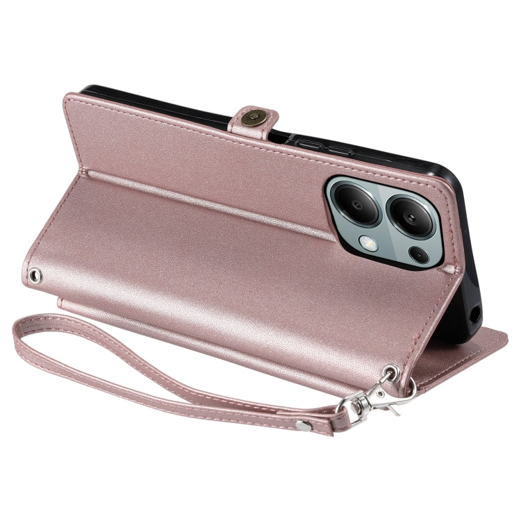 For Redmi Note 13 Pro 4G Global Wallet Multi-card Slot Leather Phone Case with Lanyard