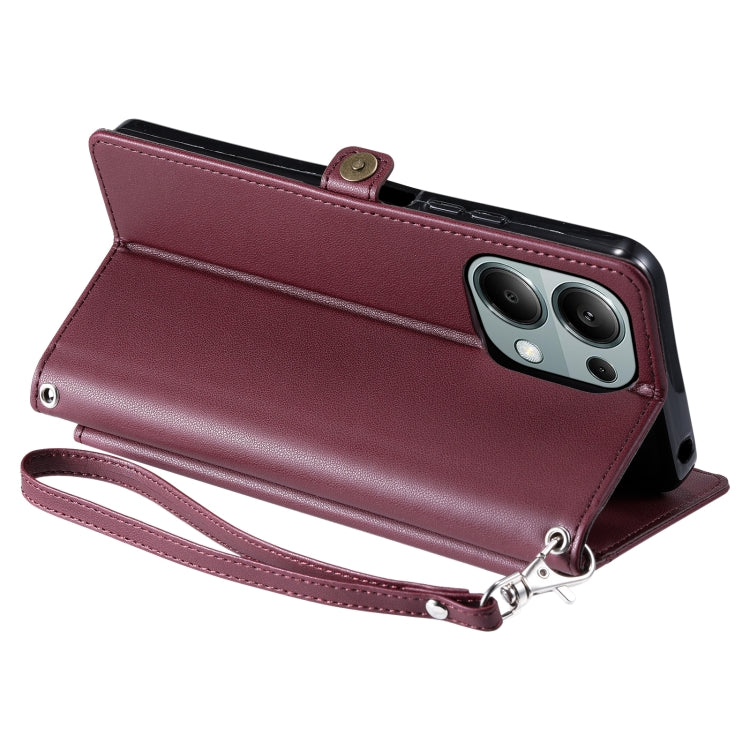 For Redmi Note 13 Pro 4G Global Wallet Multi-card Slot Leather Phone Case with Lanyard