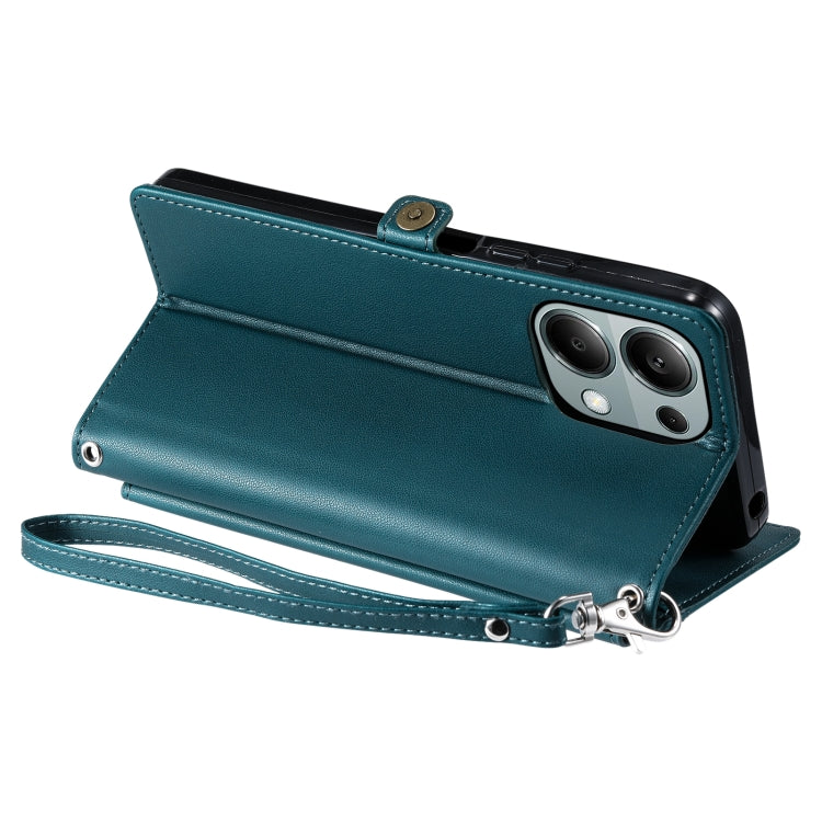 For Redmi Note 13 Pro 4G Global Wallet Multi-card Slot Leather Phone Case with Lanyard
