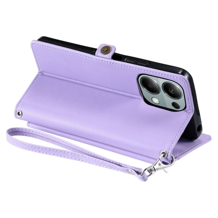 For Redmi Note 13 Pro 4G Global Wallet Multi-card Slot Leather Phone Case with Lanyard