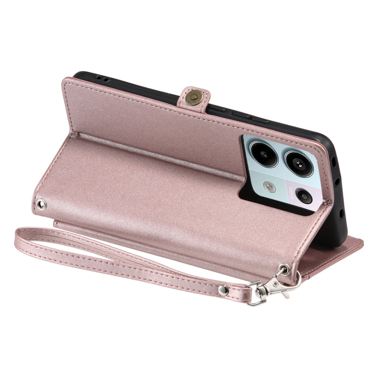 For Redmi Note 13 Pro 5G Global Wallet Multi-card Slot Leather Phone Case with Lanyard