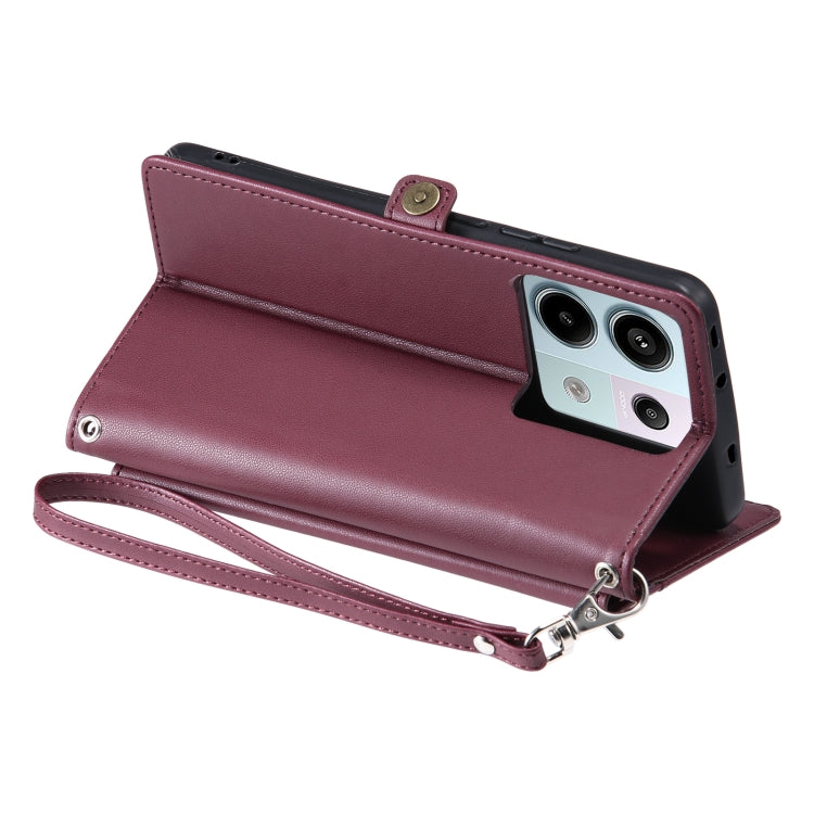 For Redmi Note 13 Pro 5G Global Wallet Multi-card Slot Leather Phone Case with Lanyard