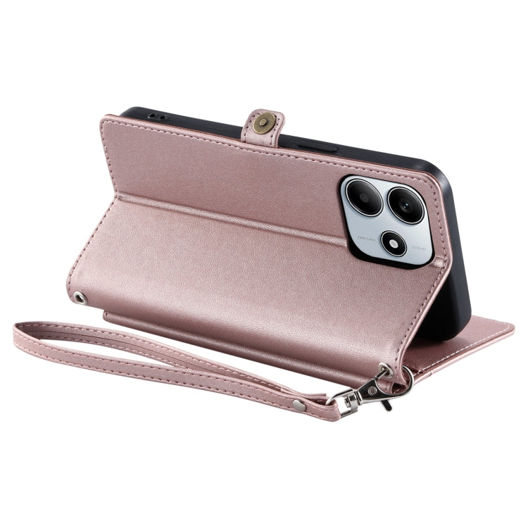 For Xiaomi Redmi Note 14 5G Wallet Multi-card Slot Leather Phone Case with Lanyard