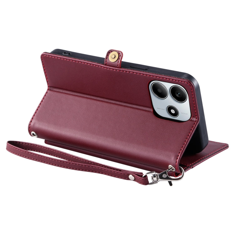 For Xiaomi Redmi Note 14 5G Wallet Multi-card Slot Leather Phone Case with Lanyard