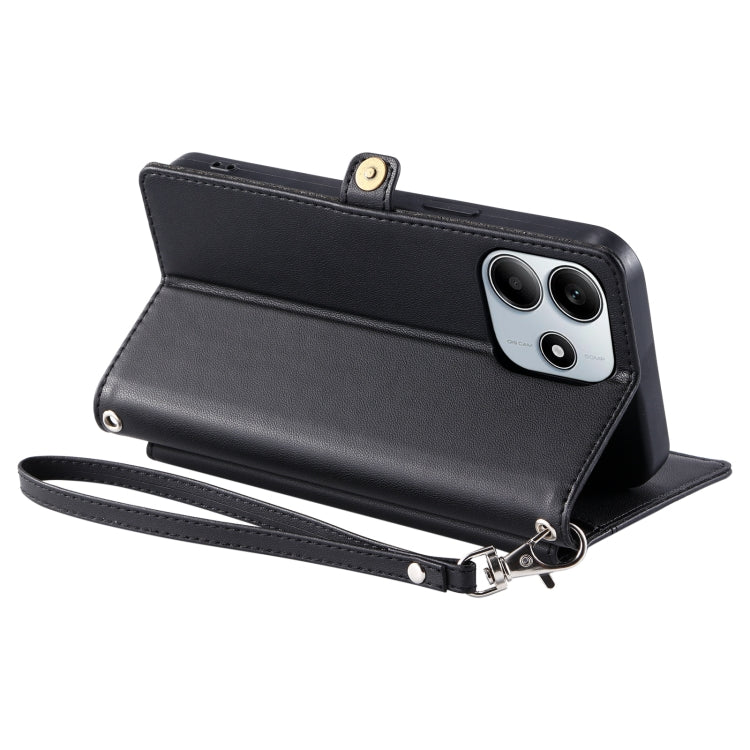For Xiaomi Redmi Note 14 5G Wallet Multi-card Slot Leather Phone Case with Lanyard