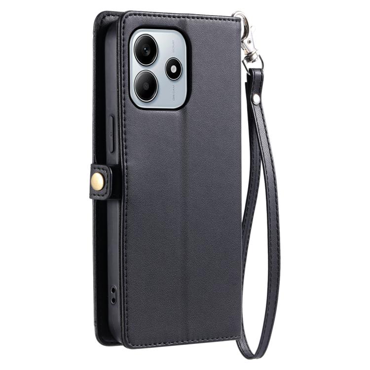 For Redmi Note 14 4G EU 164.84mm Wallet Multi-card Slot Leather Phone Case with Lanyard